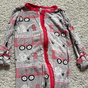 Kickee Pants Red and Gray Fire Truck Pajama Set